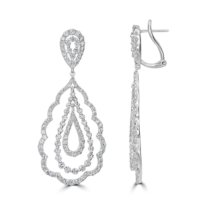 6.04 ct Dangling Diamond Earring in 18K White Gold