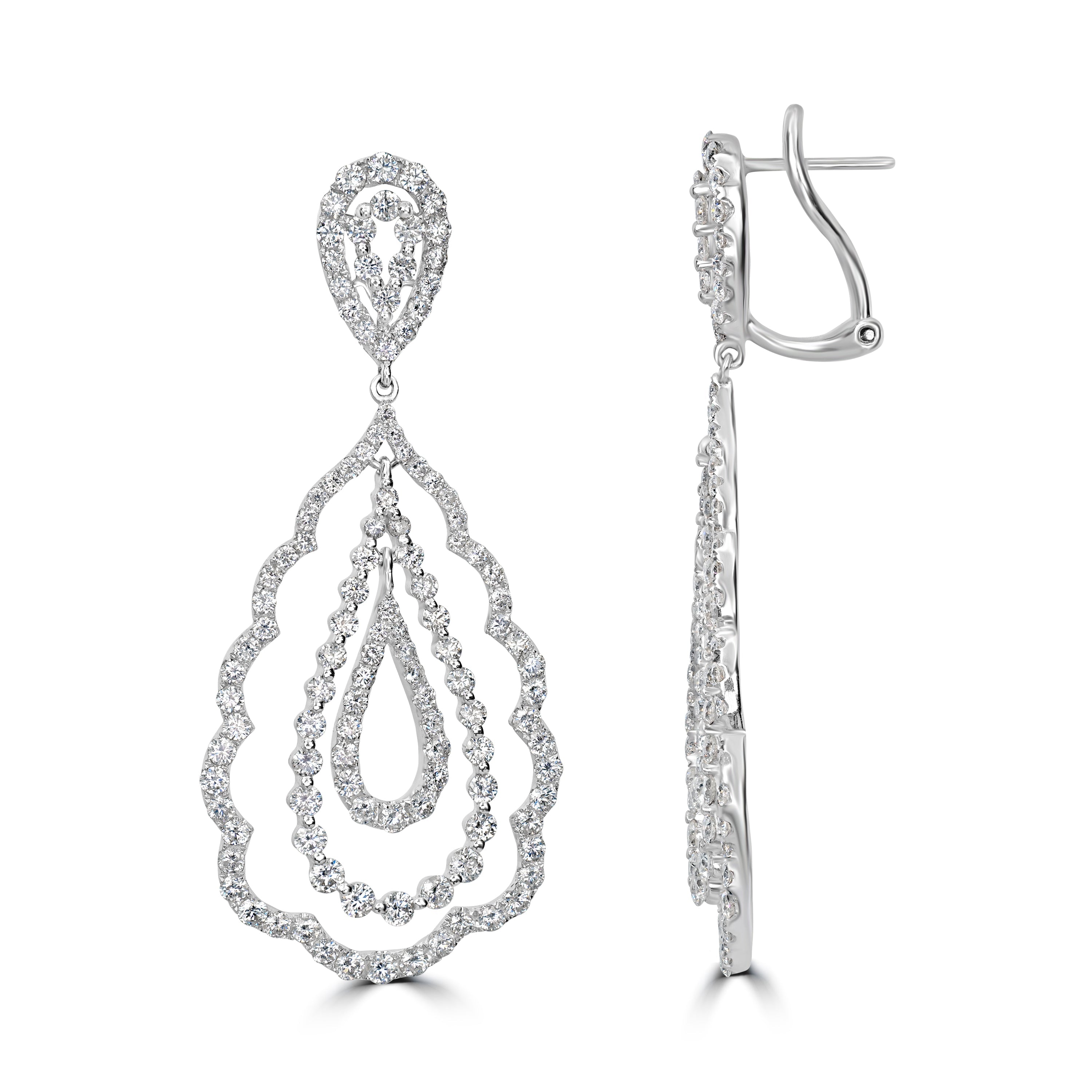 6.04 ct Dangling Diamond Earrings in 18K White Gold