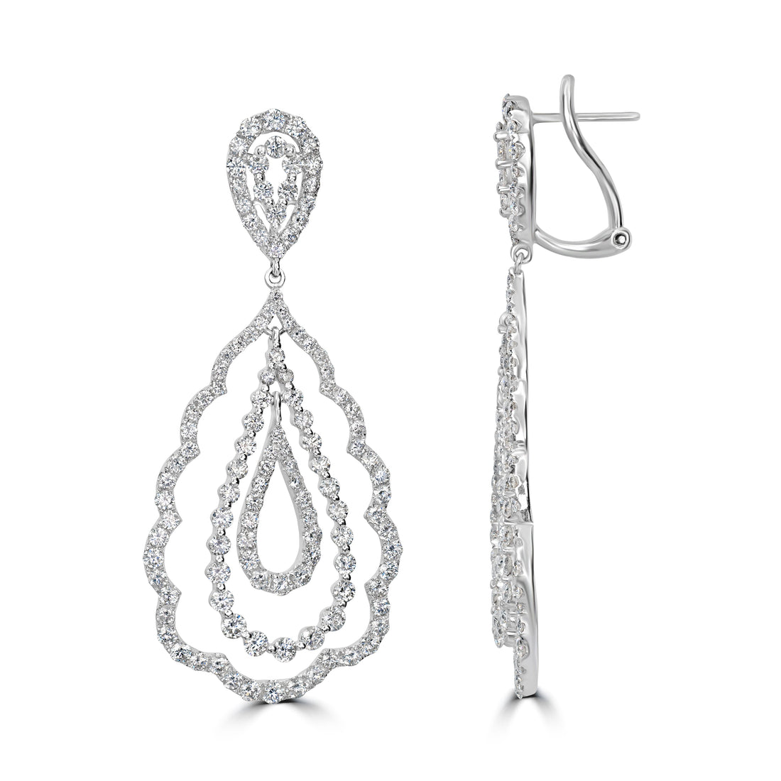 6.04 ct Dangling Diamond Earrings in 18K White Gold