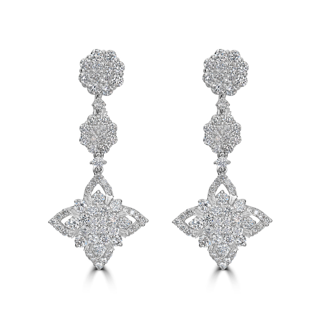 3.48 ct Dangling Diamond Earring in 18K White Gold