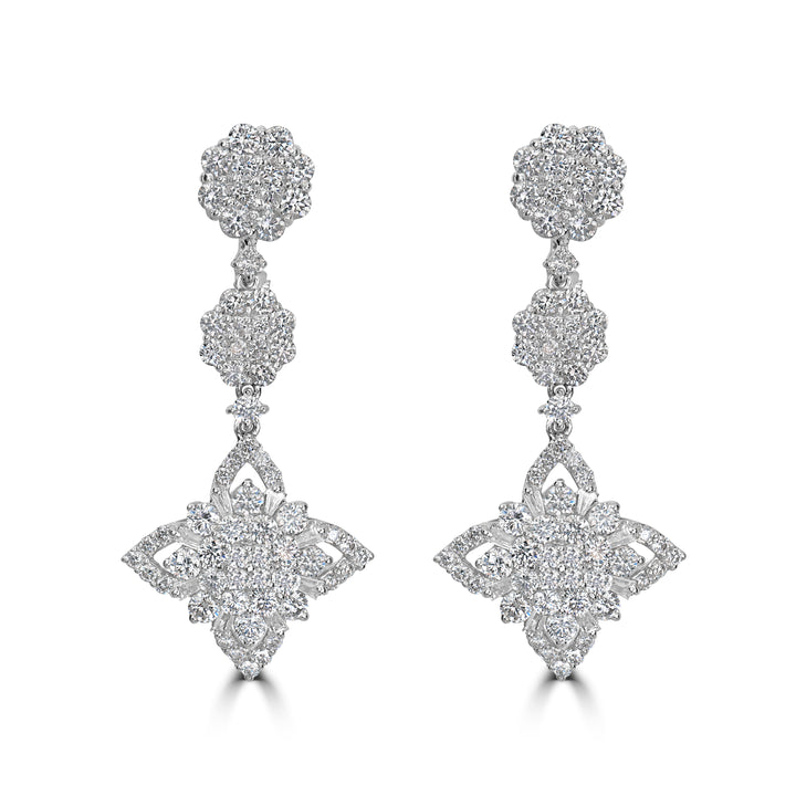 3.48 ct Dangling Diamond Earring in 18K White Gold