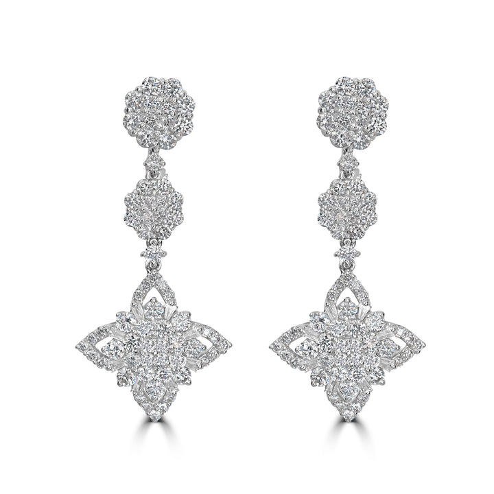 3.48 ct Dangling Diamond Earrings in 18K White Gold