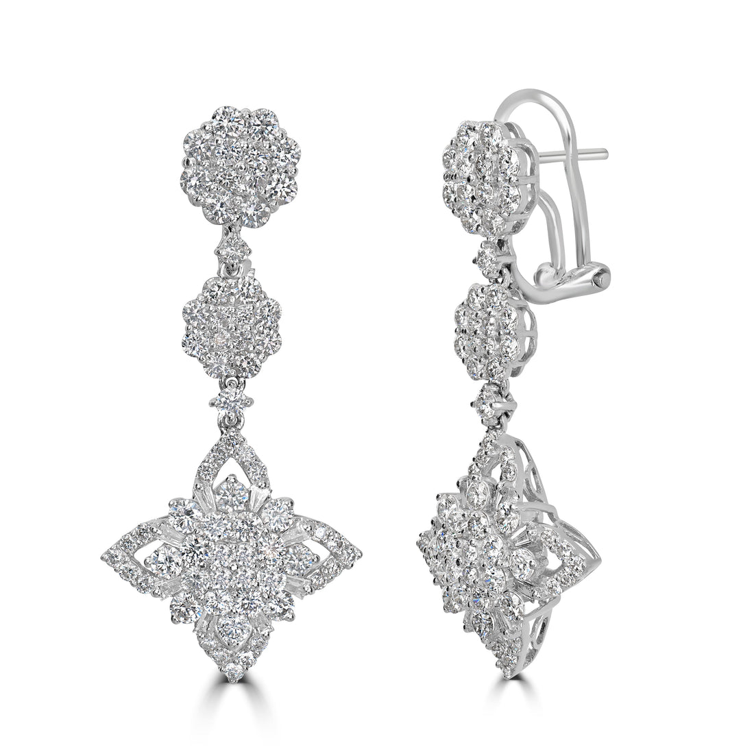 3.48 ct Dangling Diamond Earrings in 18K White Gold