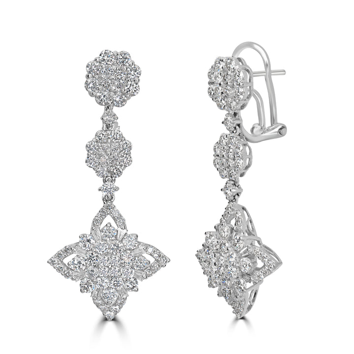 3.48 ct Dangling Diamond Earrings in 18K White Gold
