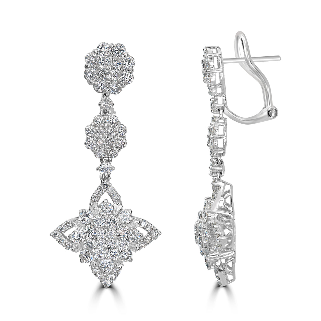 3.48 ct Dangling Diamond Earring in 18K White Gold