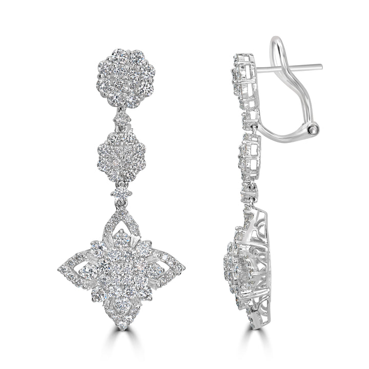 3.48 ct Dangling Diamond Earring in 18K White Gold