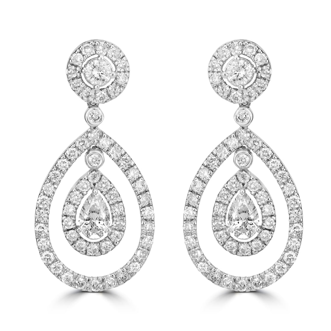 3.33 ct Pear-Shaped Drop Earrings in 14K White Gold