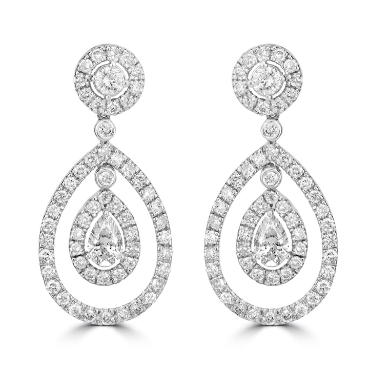 3.33 ct Pear-Shaped Drop Earrings in 14K White Gold