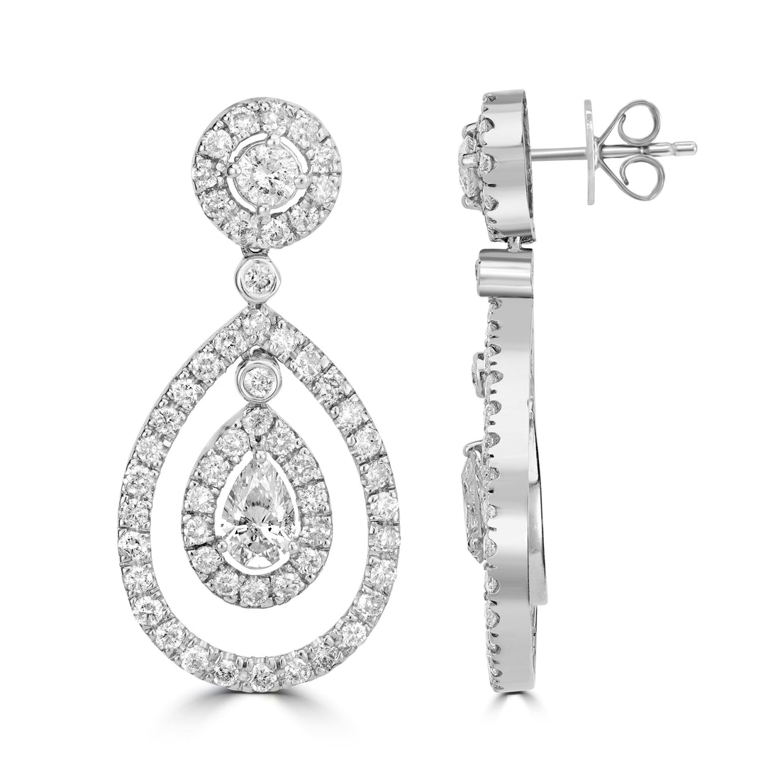 3.33 ct Pear-Shaped Drop Earrings in 14K White Gold