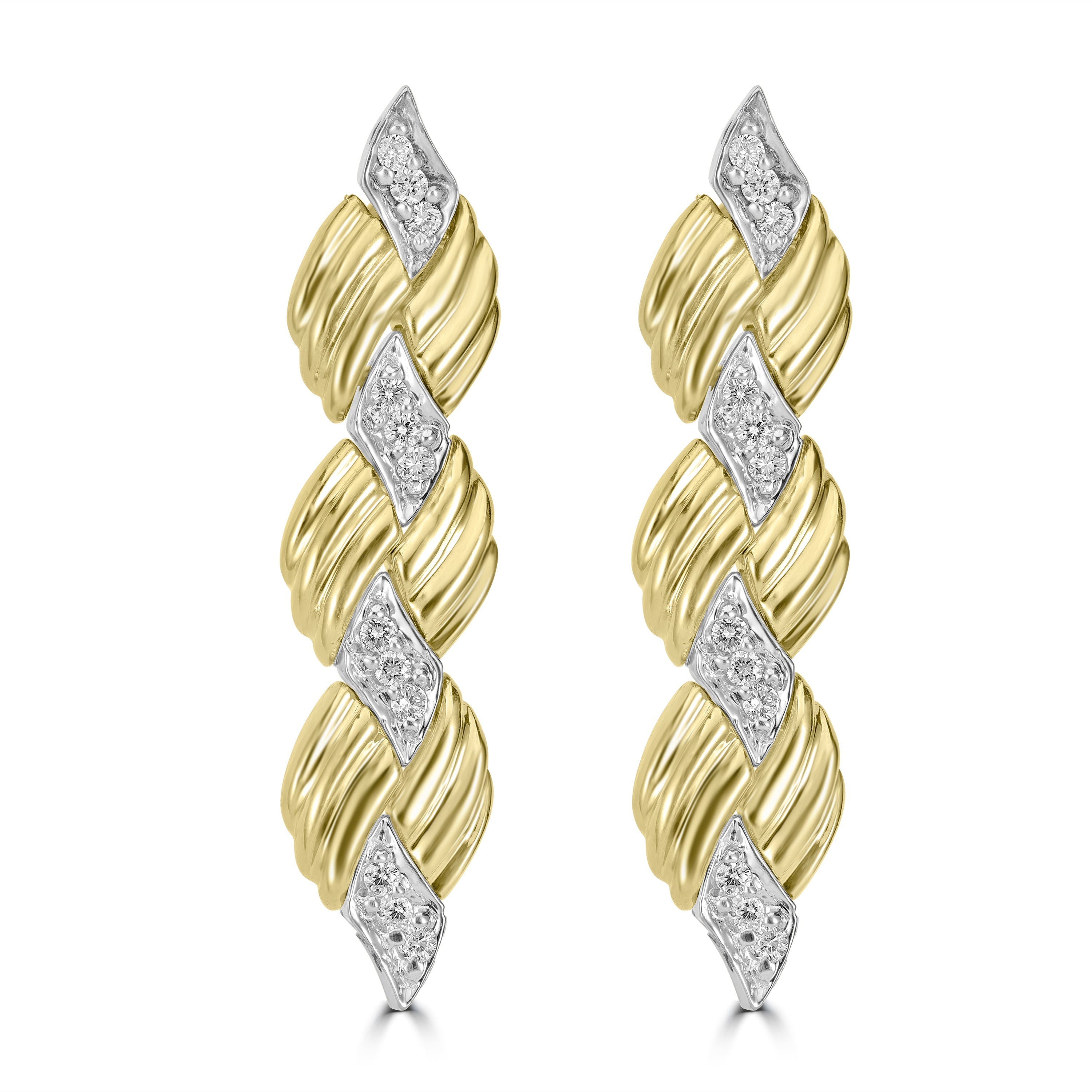 0.75 ct Diamond Earrings in 14K Two Tone Yellow and White Gold