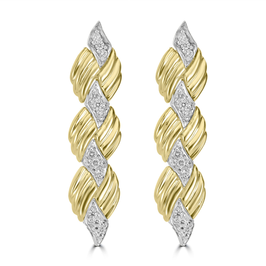0.75 ct Diamond Earrings in 14K Two Tone Yellow and White Gold
