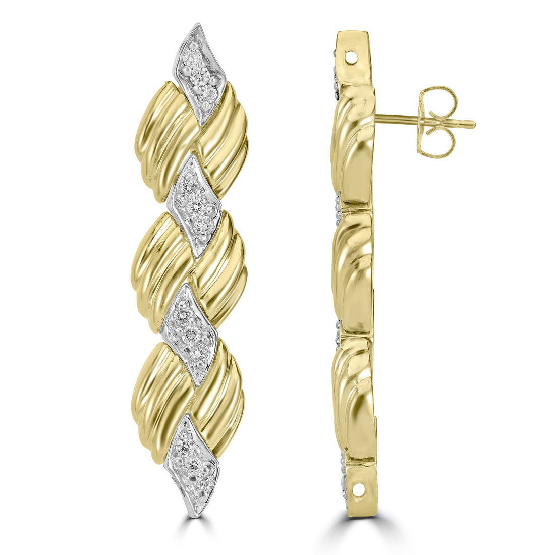 0.75ct Diamond Two-Tone Gold Earrings