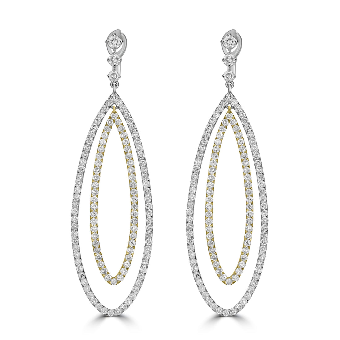 6.84 ct Diamond Drop Earrings in 14K Two-Tone White & Yellow Gold