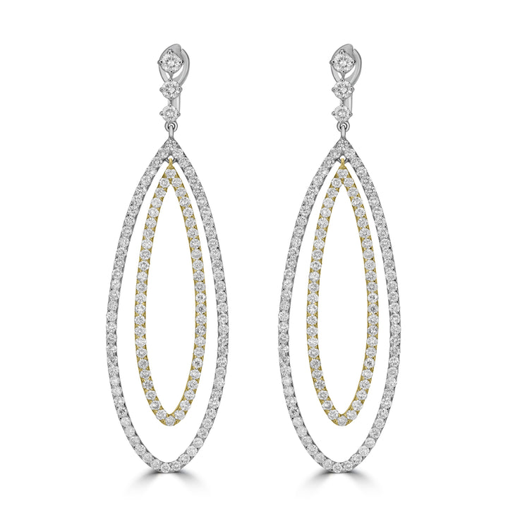 6.84 ct Diamond Drop Earrings in 14K Two Tone White and Yellow Gold