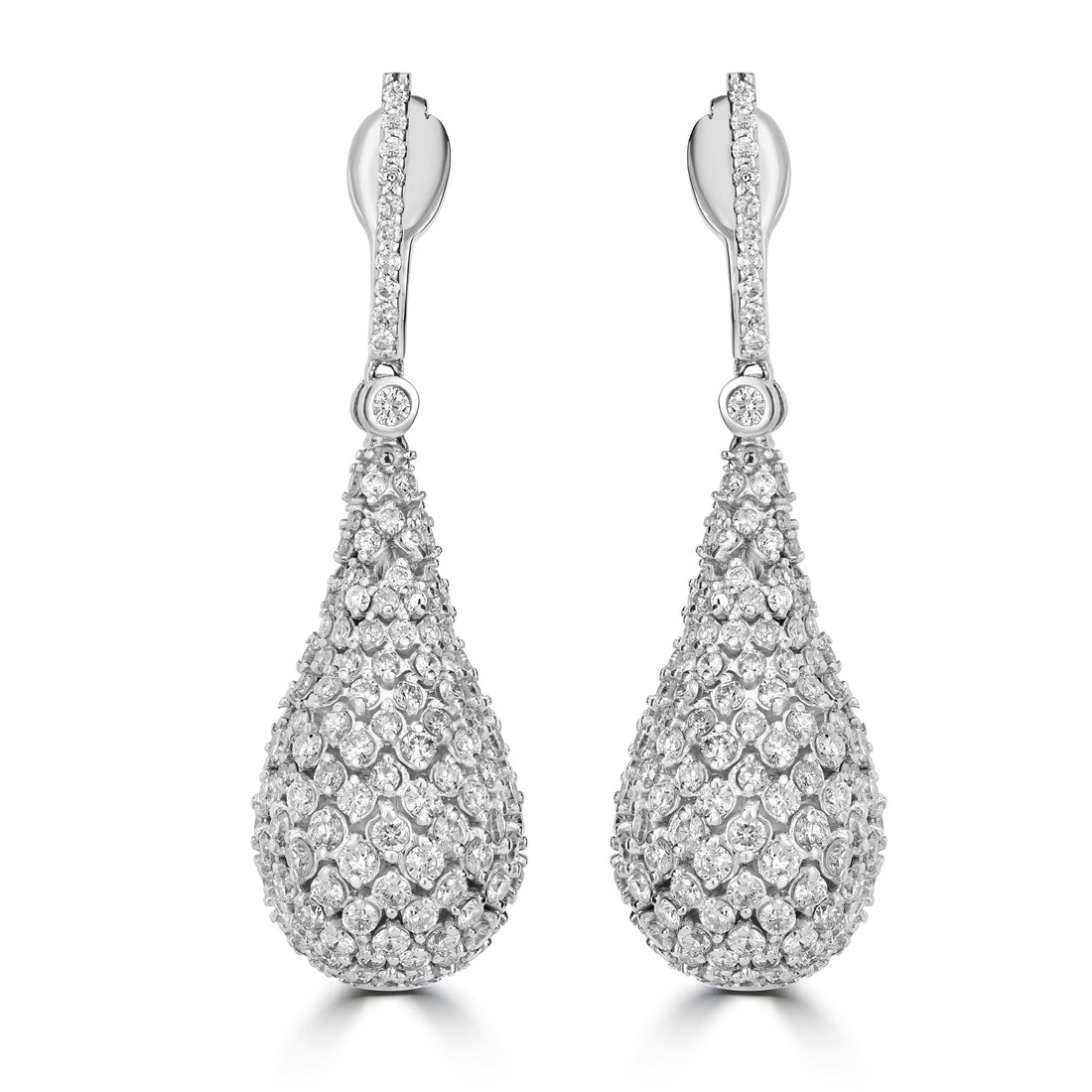 7.19 ct Diamond Drop Earrings in 14K White Gold