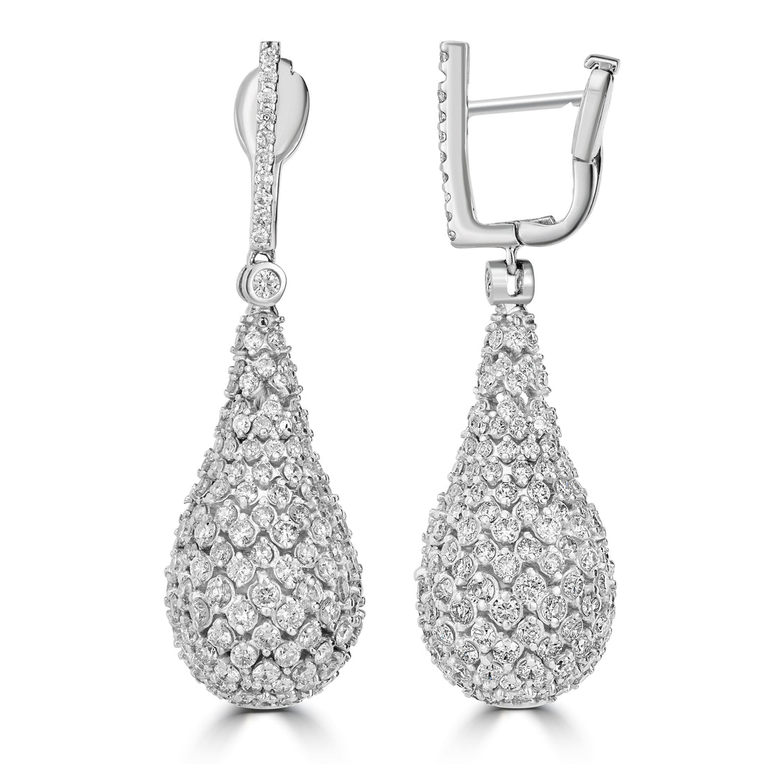 7.19 ct Diamond Drop Earrings in 14K White Gold