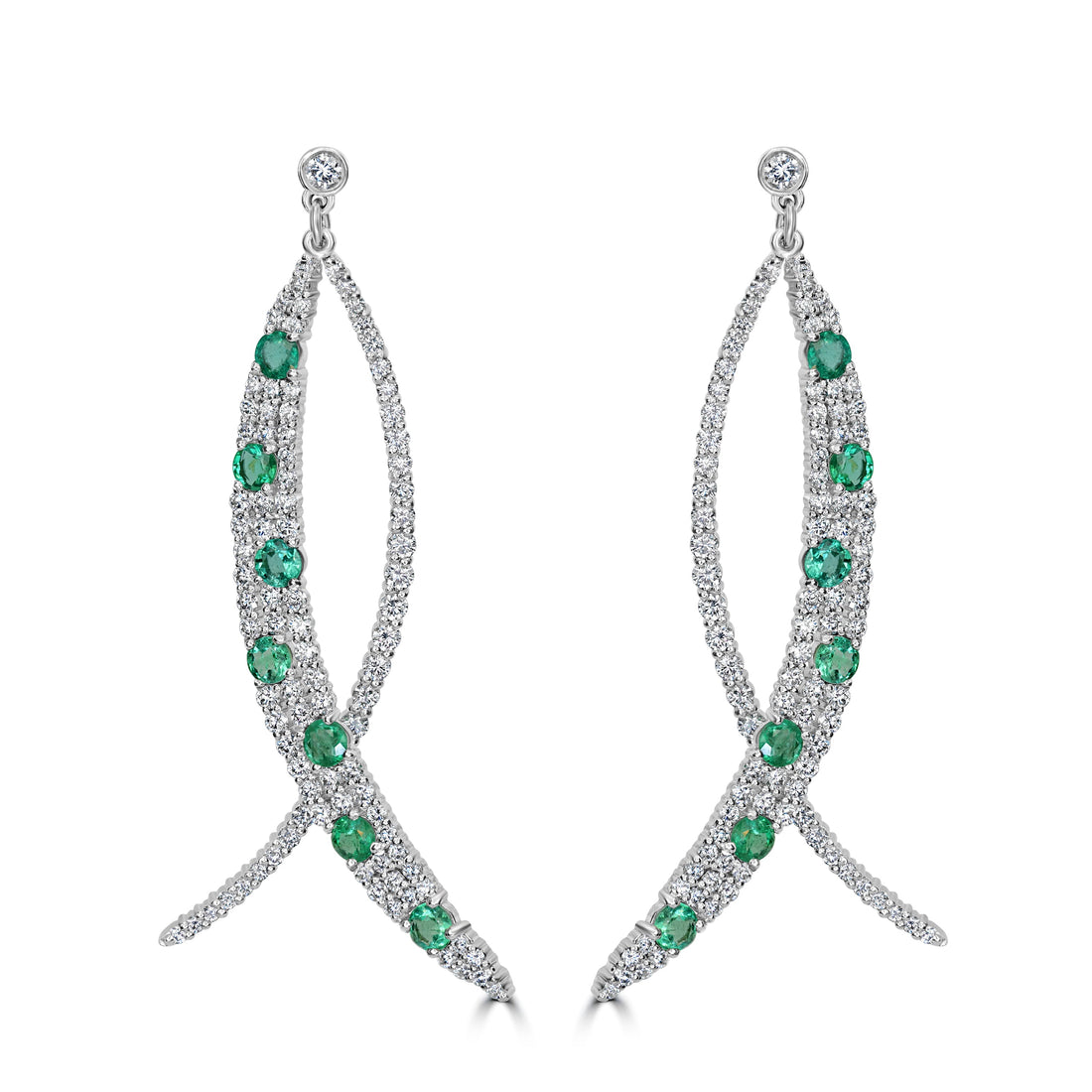 3.07 ct Emerald & Diamond Earring in 14K White Gold (TBC)