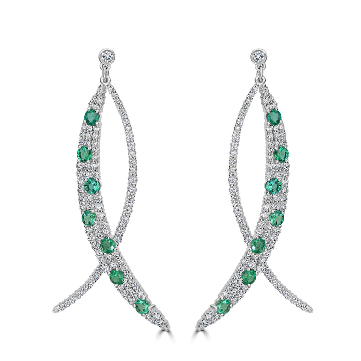 3.07 ct Emerald & Diamond Earring in 14K White Gold (TBC)