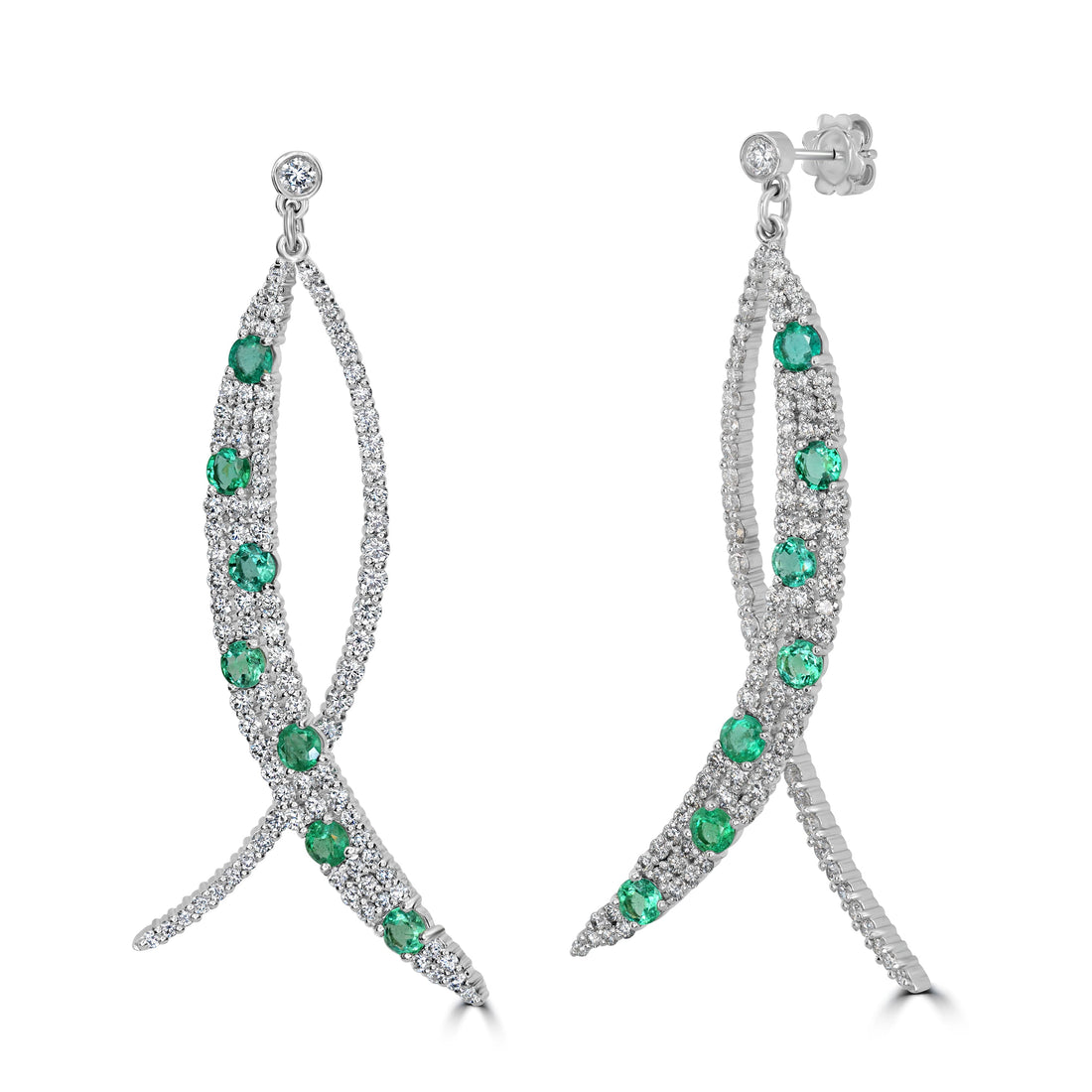 3.07 ct Emerald & Diamond Earring in 14K White Gold (TBC)