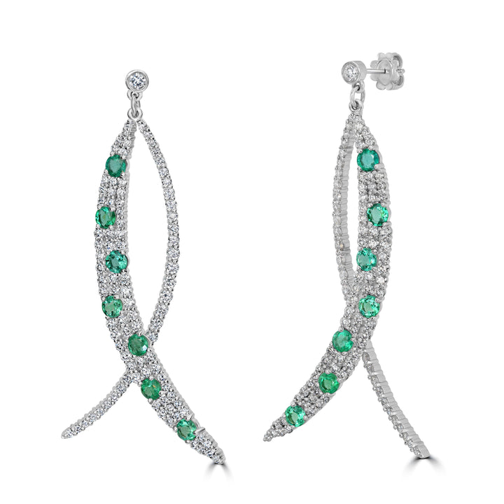 3.07 ct Emerald & Diamond Earring in 14K White Gold (TBC)