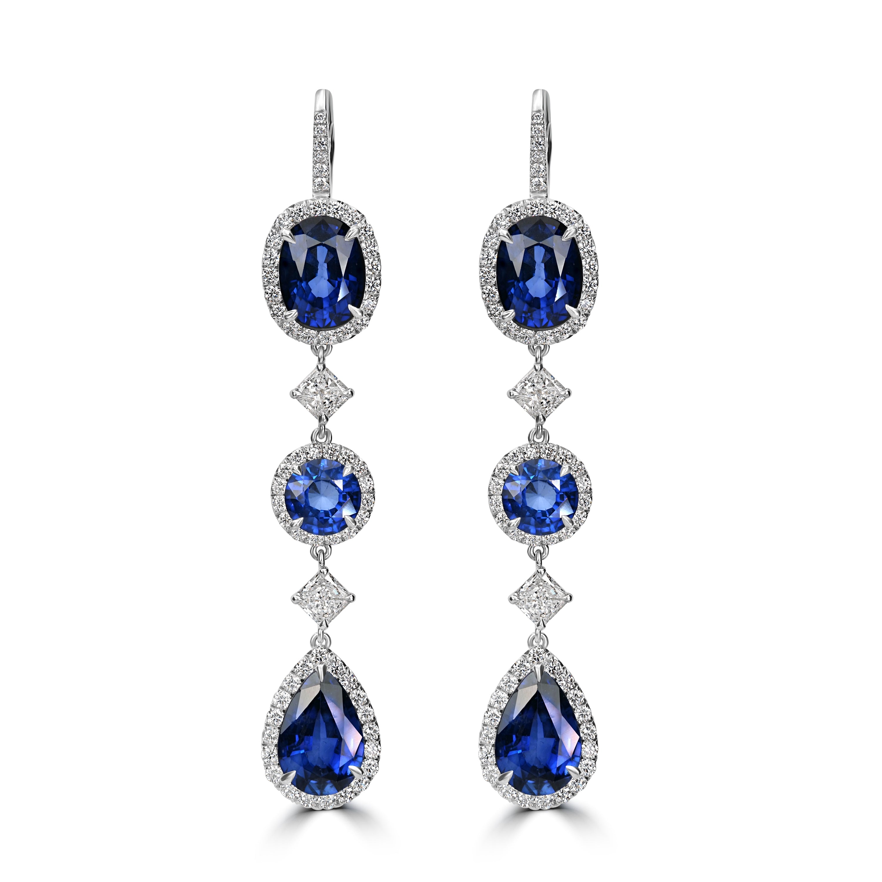 17.11 ct Sapphire & Diamond Earring in 18K White Gold