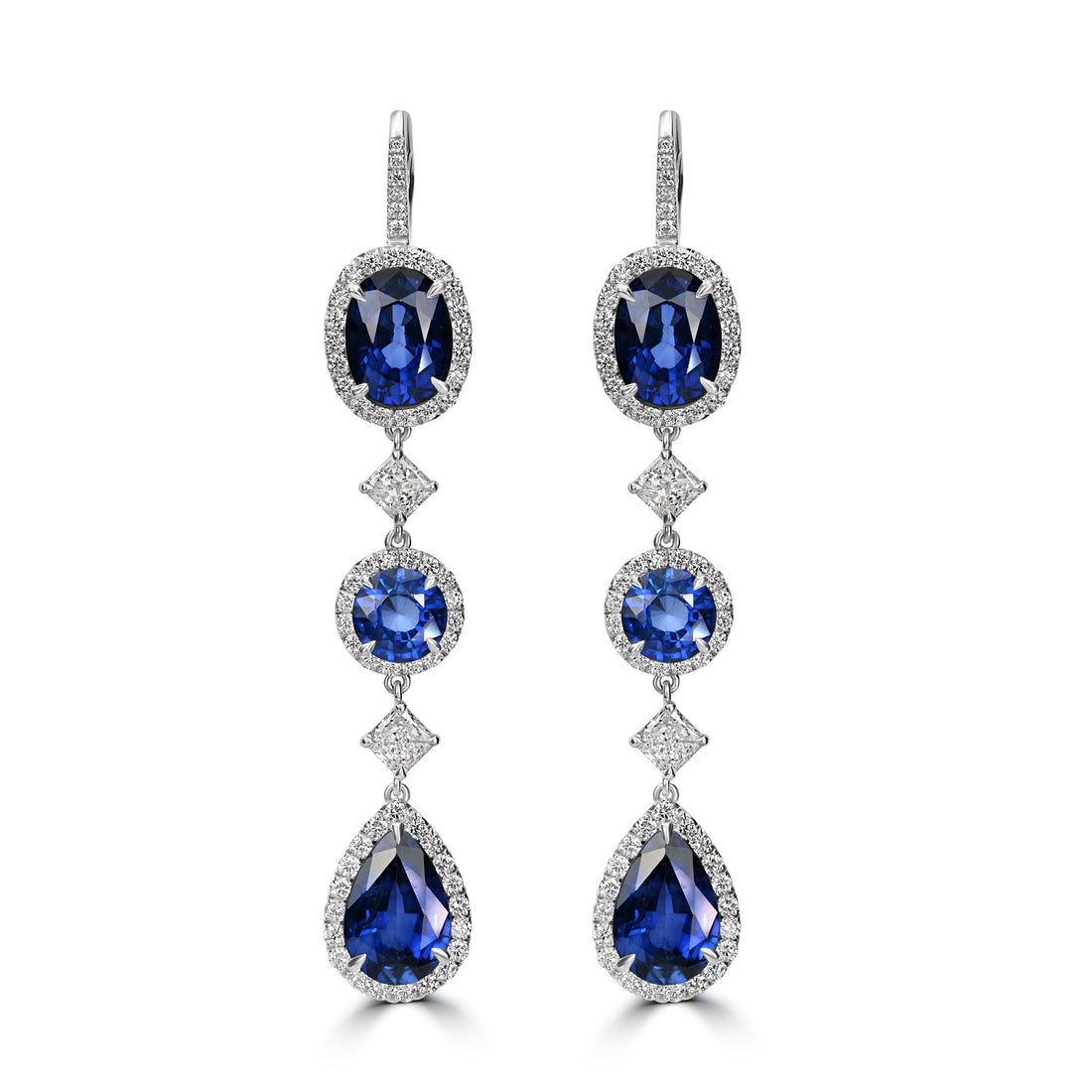 17.11 ct Sapphire & Diamond Earring in 18K White Gold