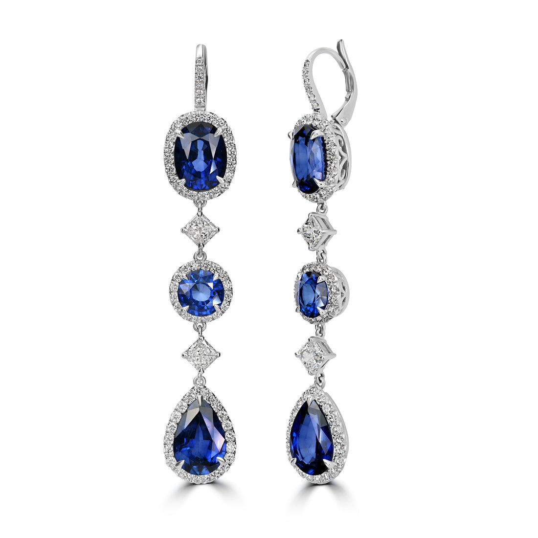 17.11 ct Sapphire & Diamond Earring in 18K White Gold