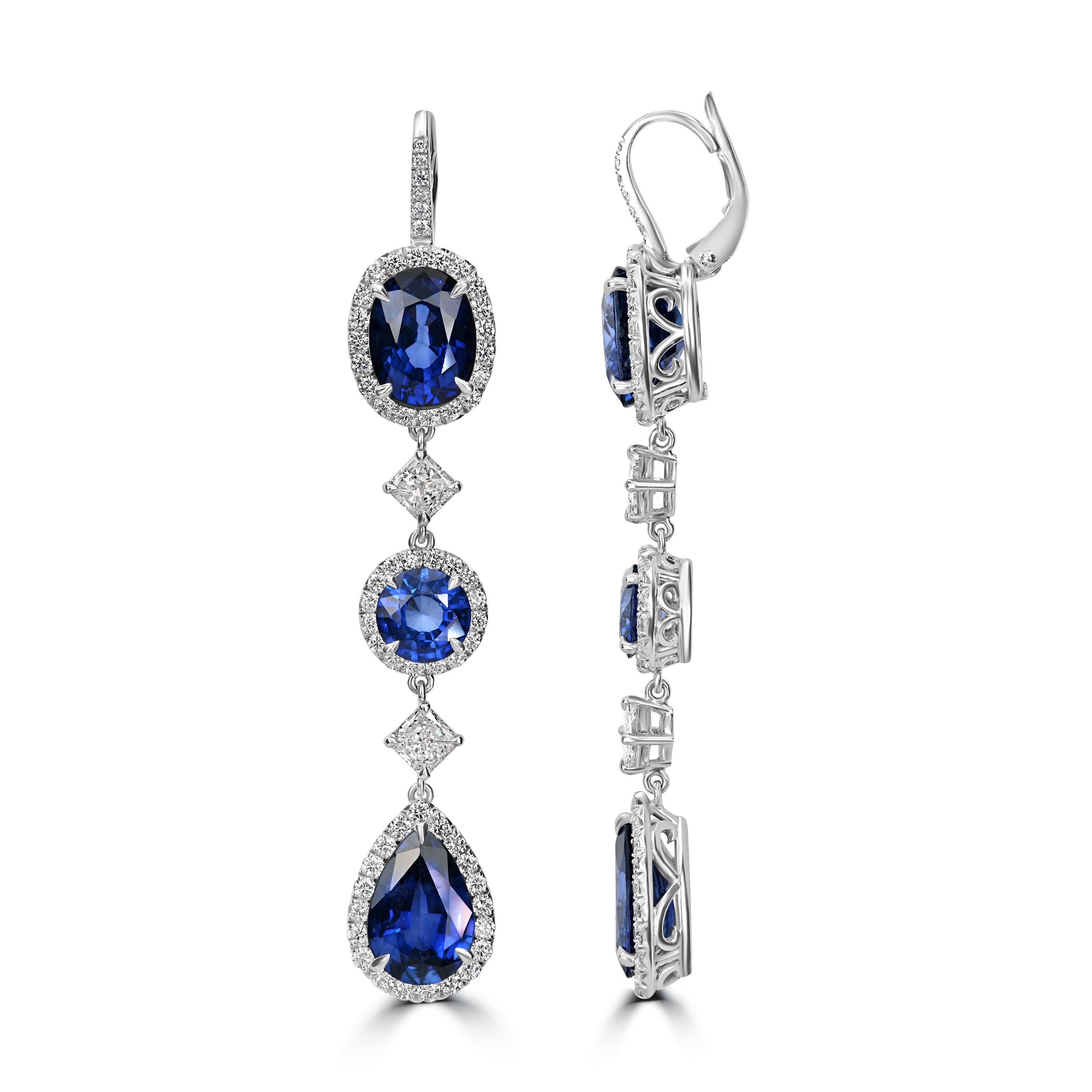17.11 ct Sapphire & Diamond Earring in 18K White Gold