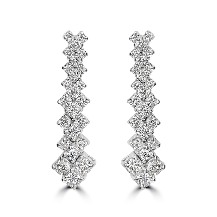 2.64 ct Diamond Earrings in 18K White Gold