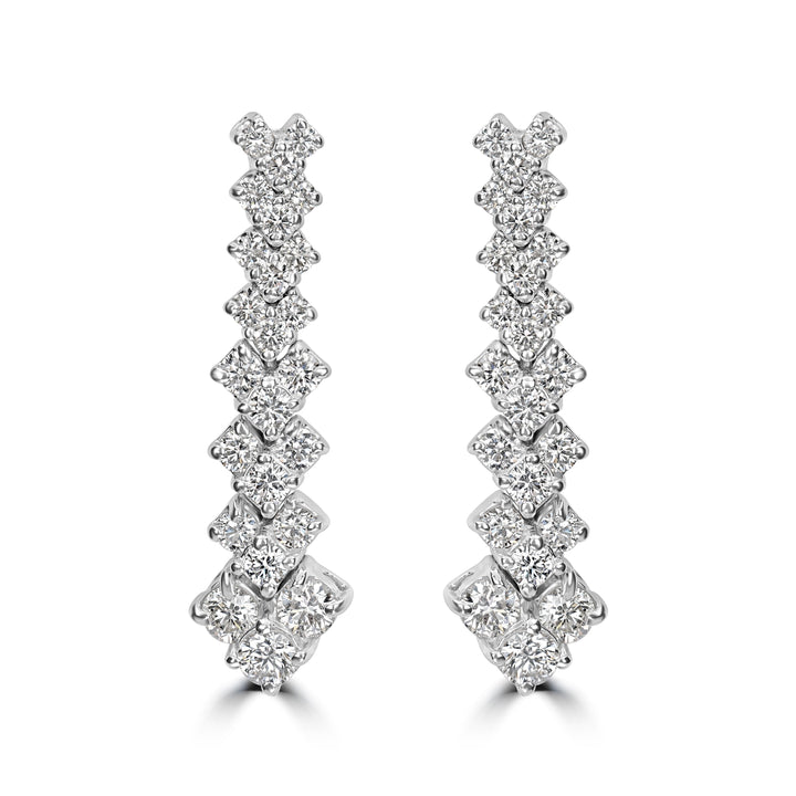 2.64 ct Diamond Earrings in 18K White Gold