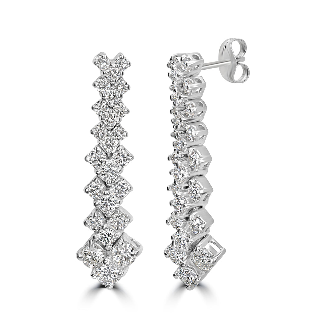 2.64 ct Diamond Earrings in 18K White Gold