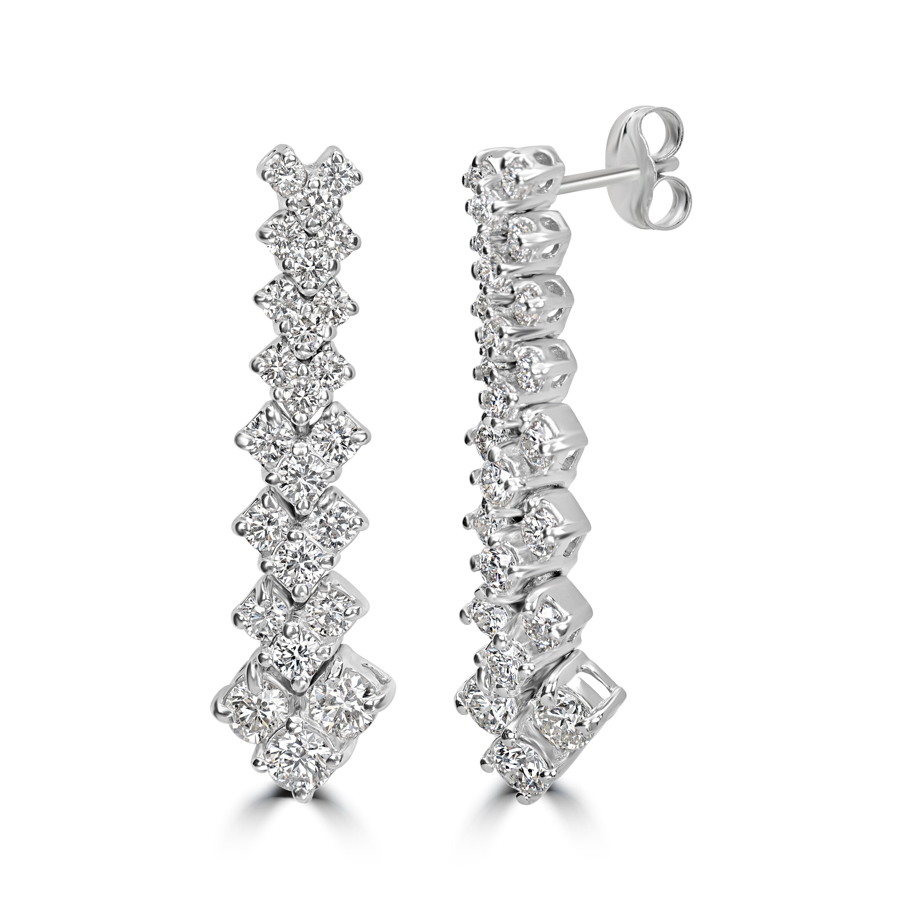 2.64 ct Diamond Earrings in 18K White Gold