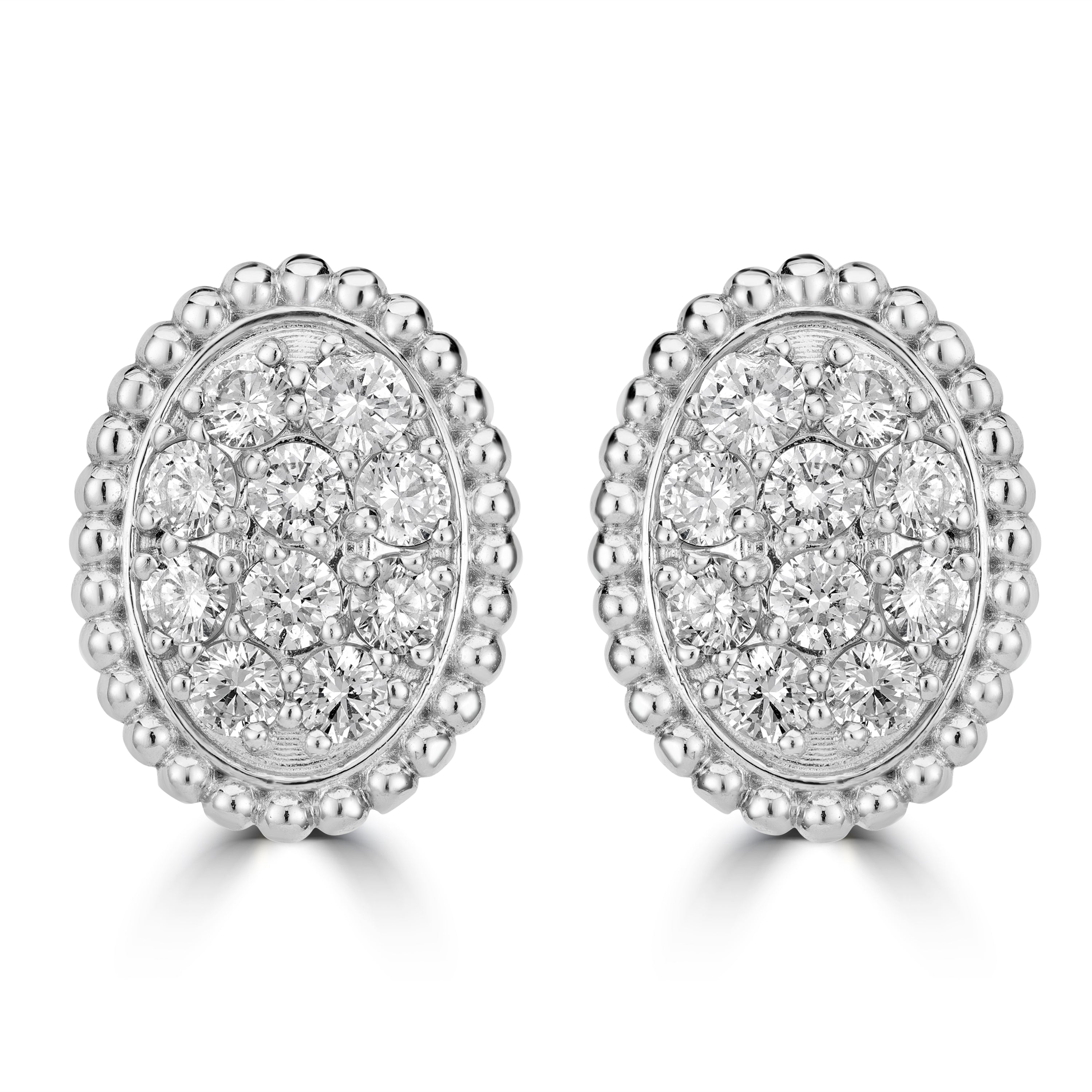 1.15 ct Cluster Diamond Earrings in 14K White Gold