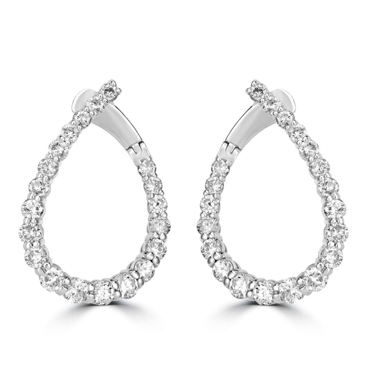 3.50ct Diamond Front-Back Pear Shape Hoop Earrings