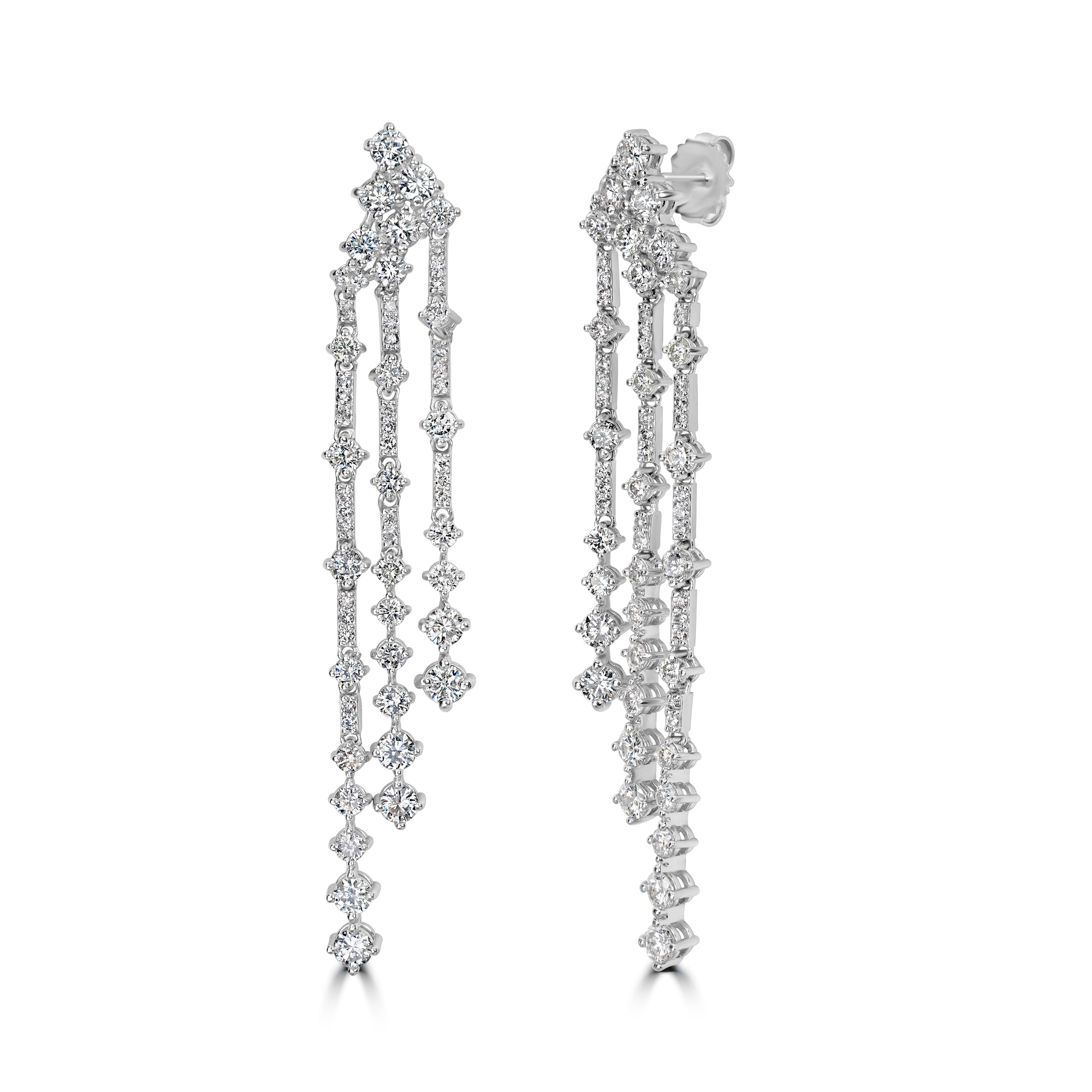 4.41 ct Diamond Earrings in 14K White Gold