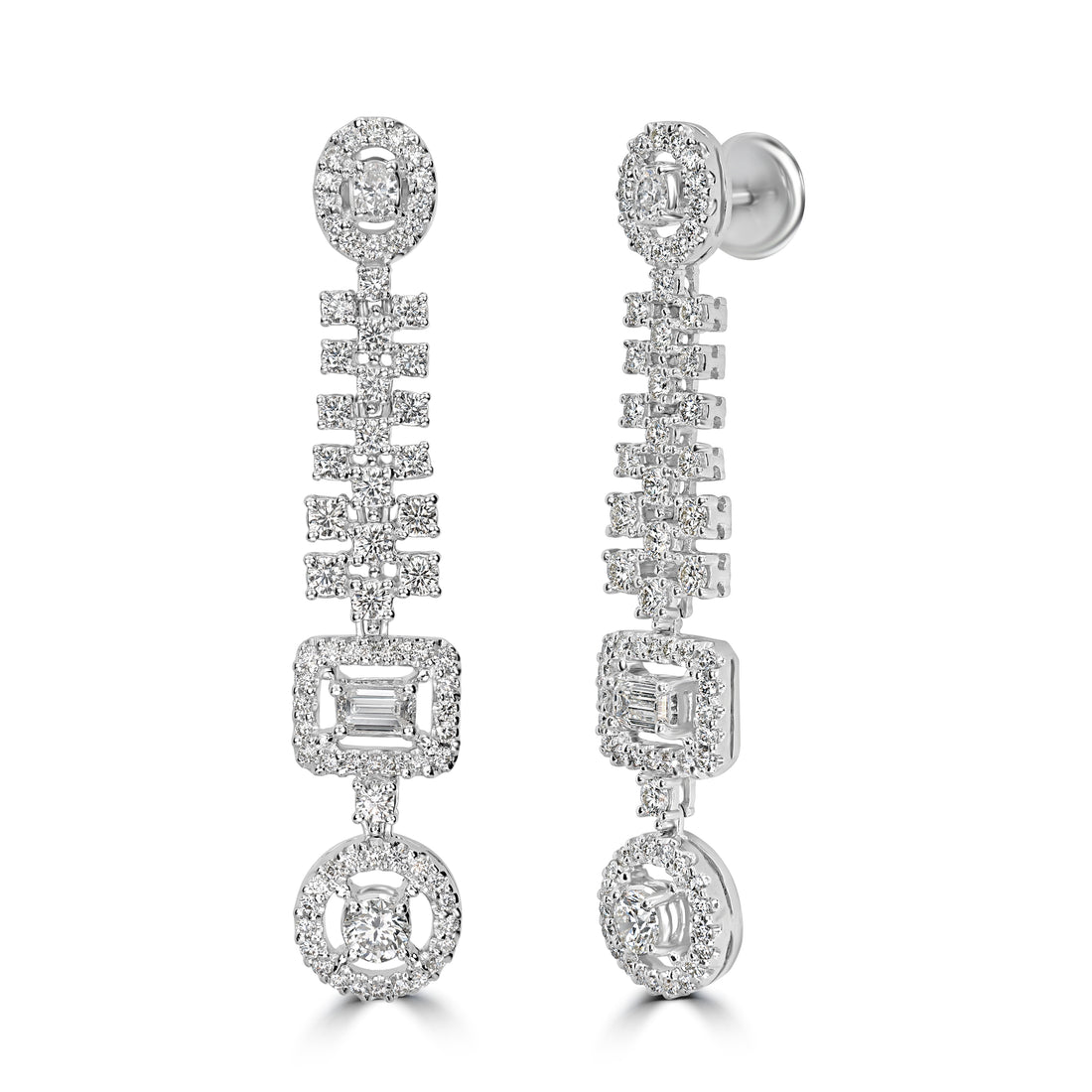 5.29 ct Diamond Earrings in 18K White Gold