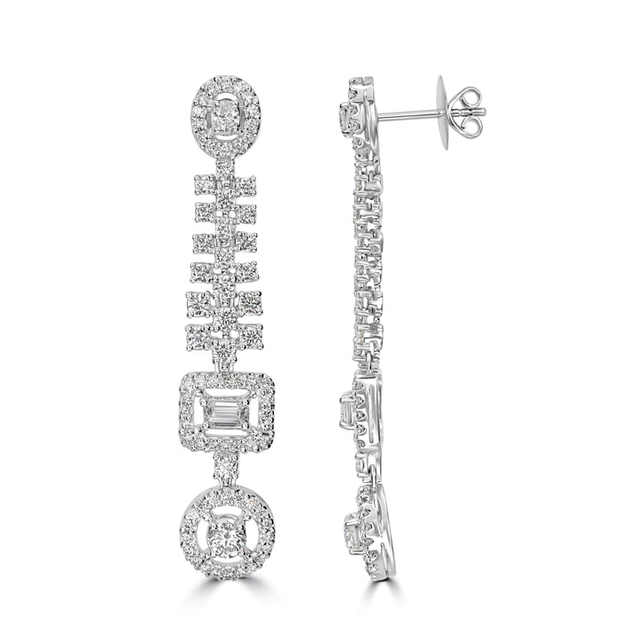 5.29 ct Diamond Earrings in 18K White Gold