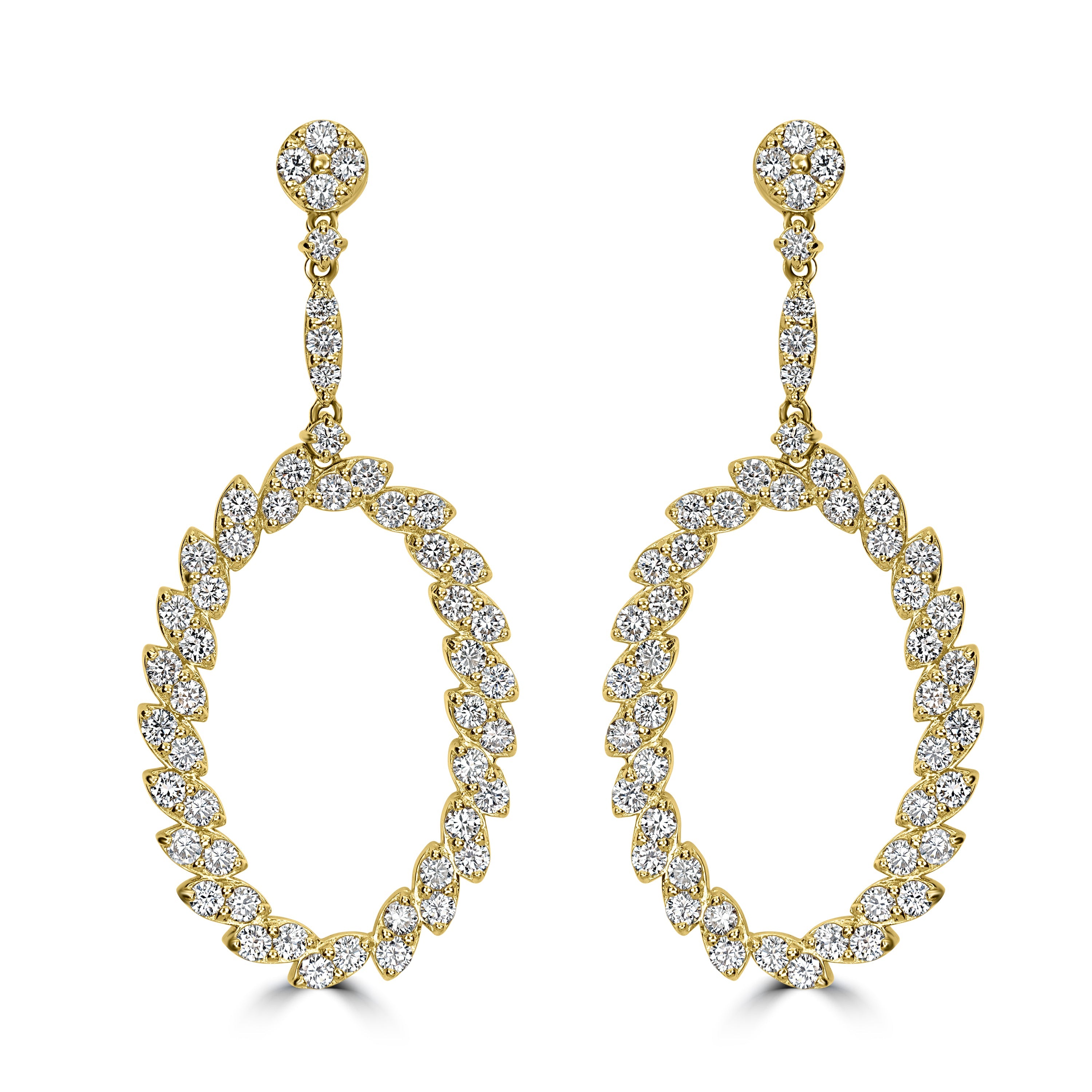 4.50 ct Diamond Earrings in 18K Yellow Gold