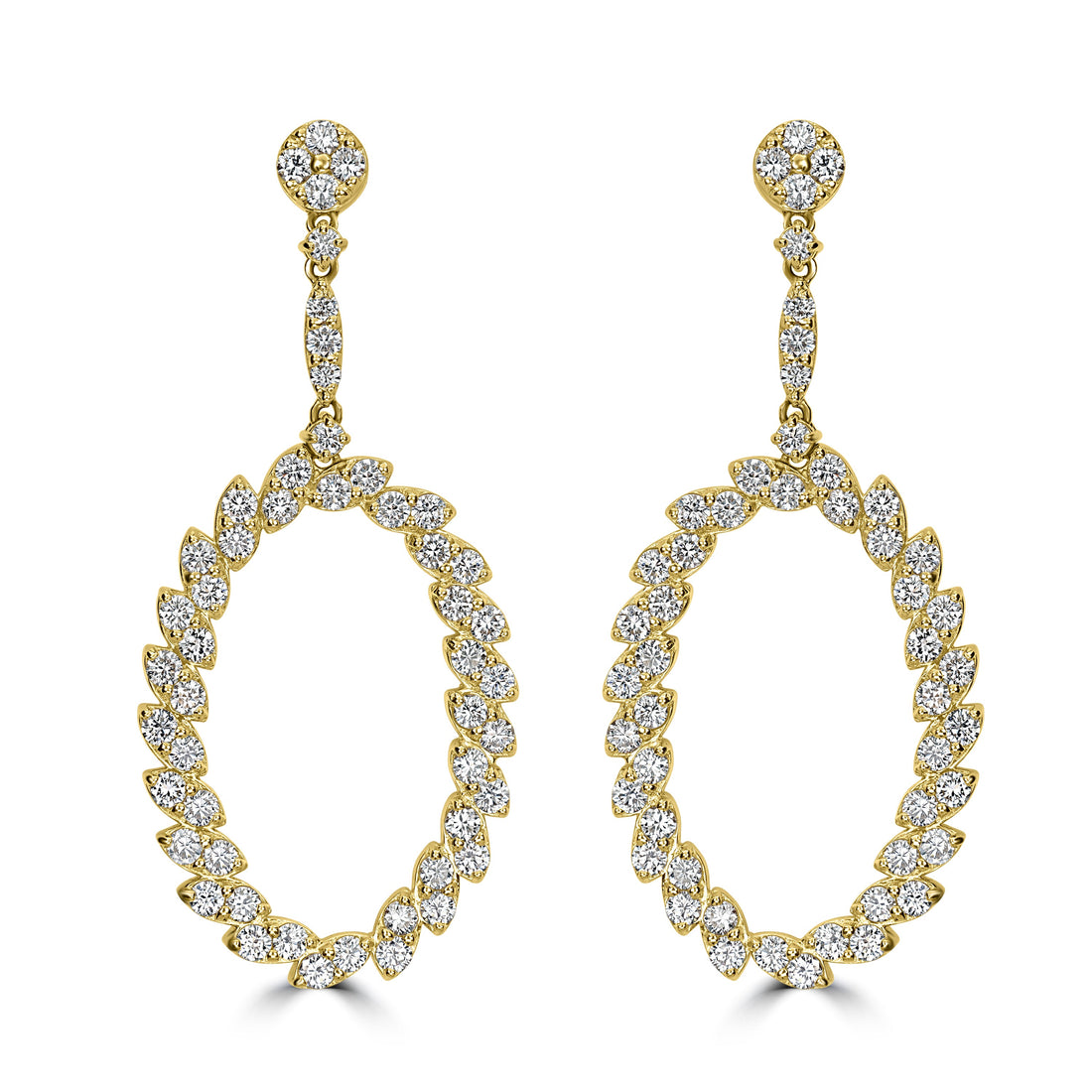 4.50 ct Diamond Earrings in 18K Yellow Gold
