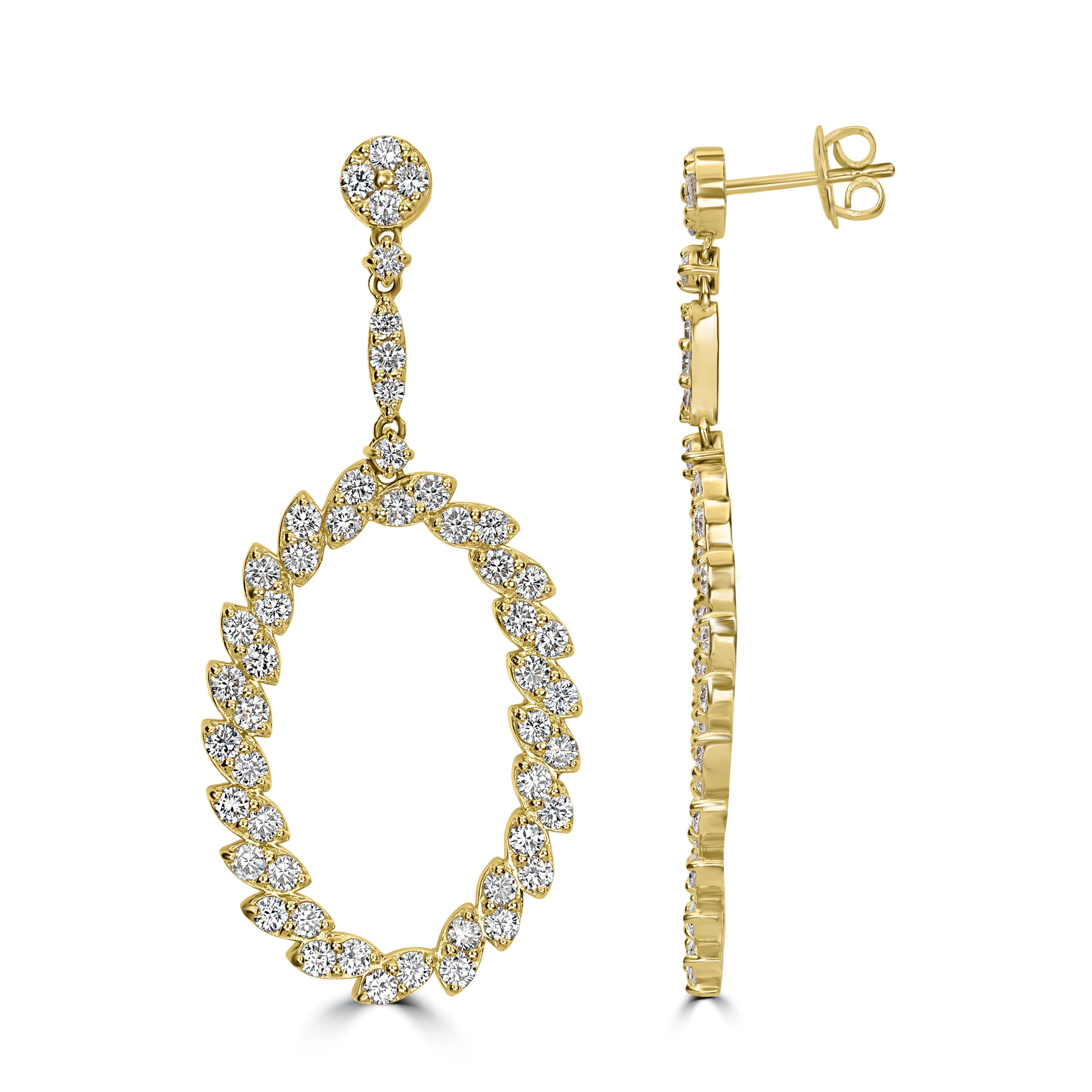 4.50 ct Diamond Earrings in 18K Yellow Gold