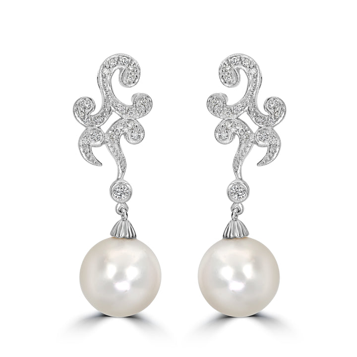 7.50 ct Pear & Diamond Earrings in 18K White Gold