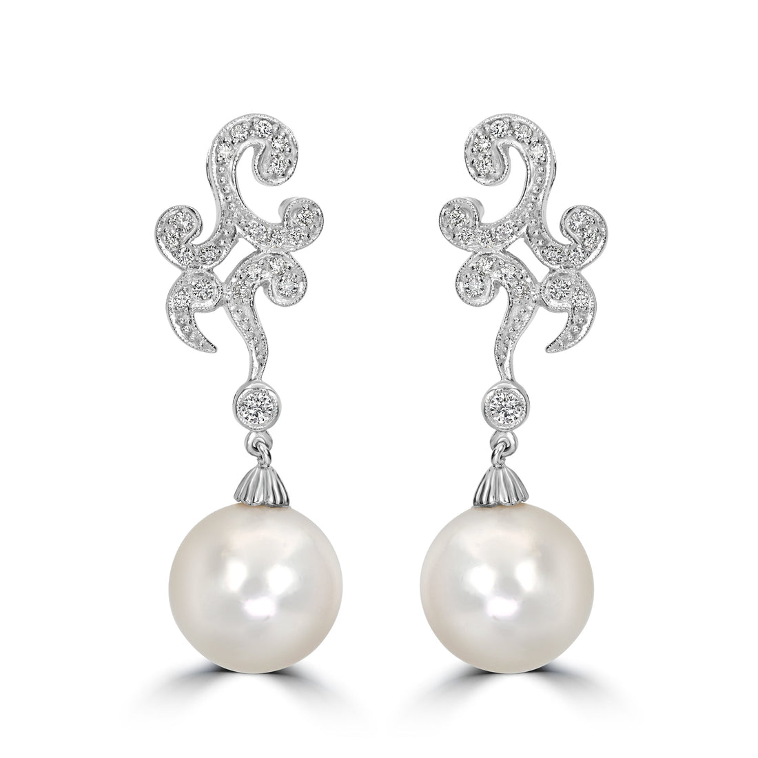 7.50 ct Pear & Diamond Earrings in 18K White Gold