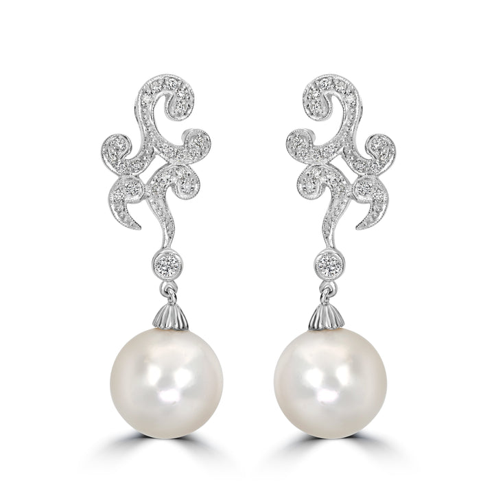 7.50 ct Pear & Diamond Earrings in 18K White Gold