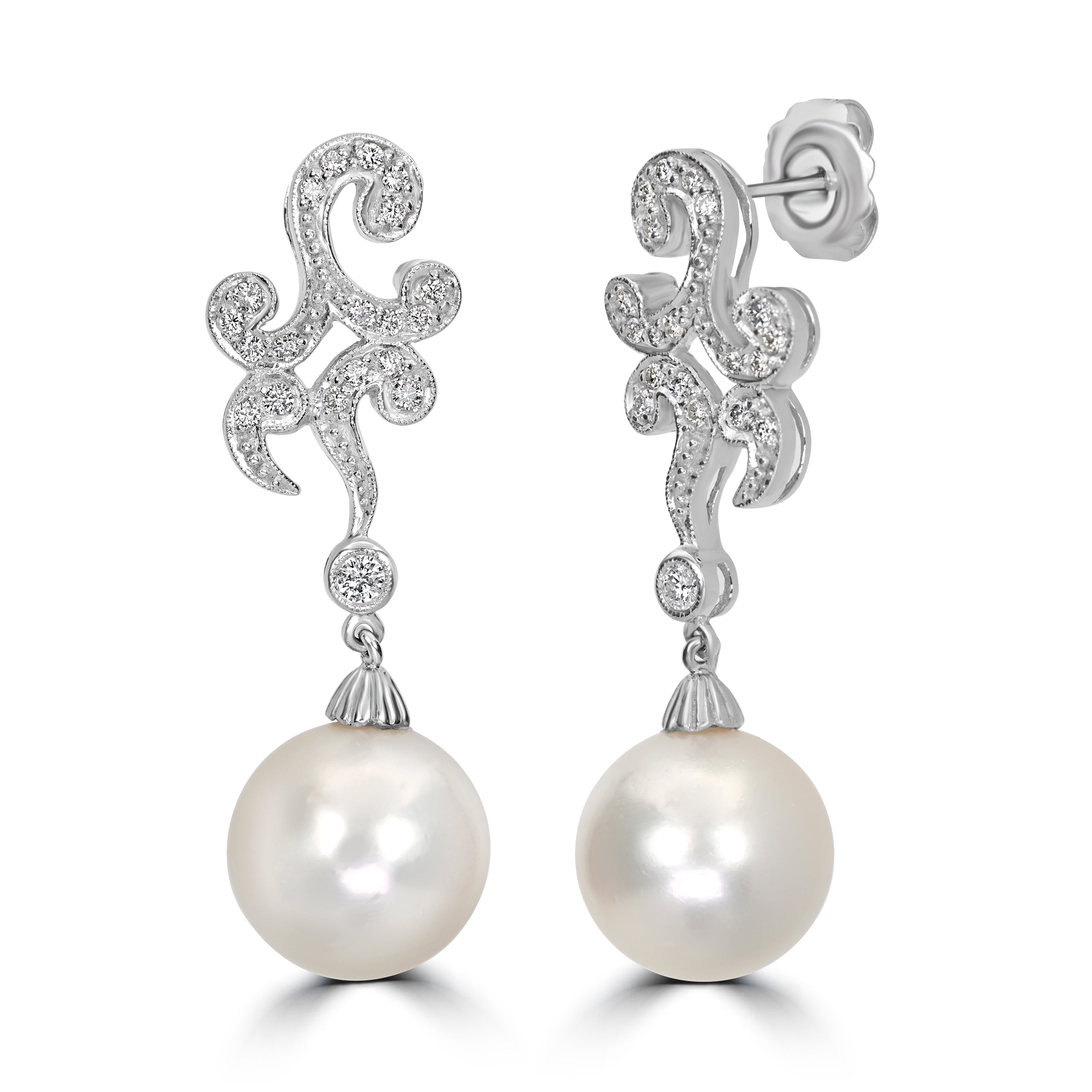 7.50 ct Pear & Diamond Earrings in 18K White Gold