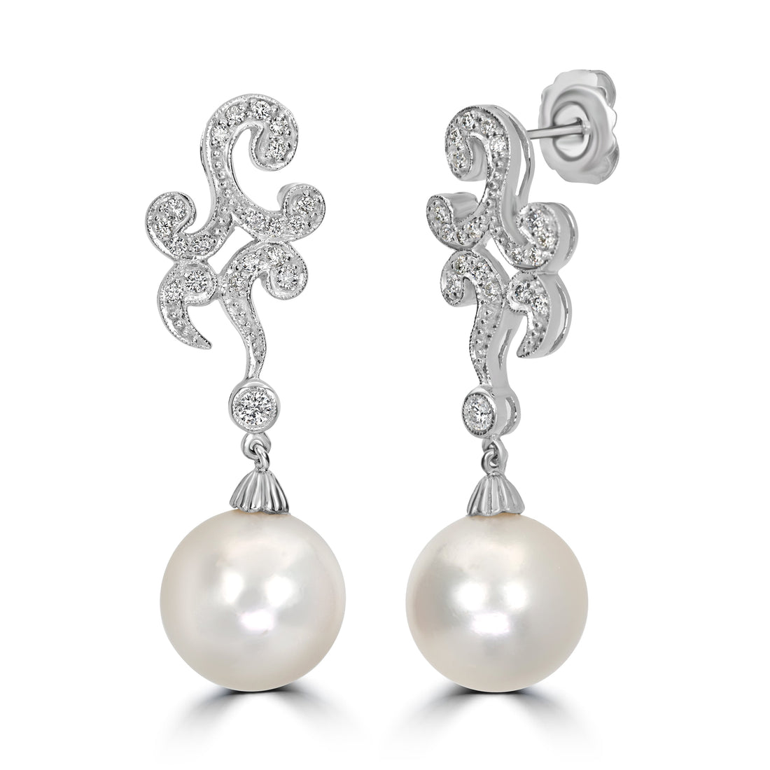 7.50 ct Pear & Diamond Earrings in 18K White Gold