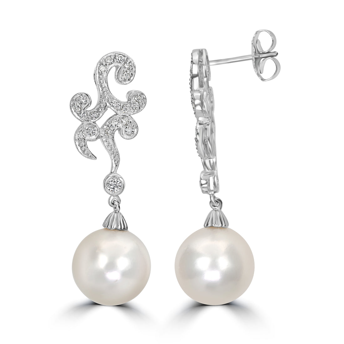 7.50 ct Pear & Diamond Earrings in 18K White Gold