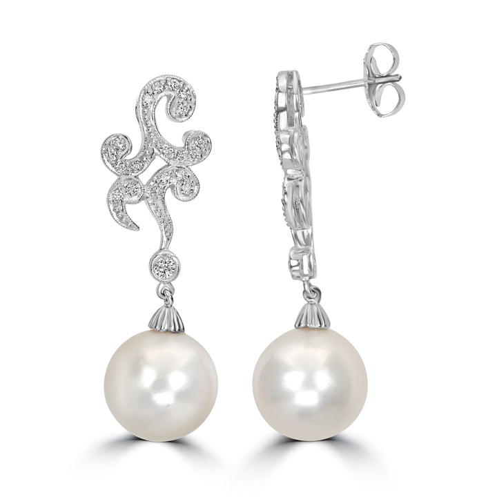 7.50 ct Pear & Diamond Earrings in 18K White Gold