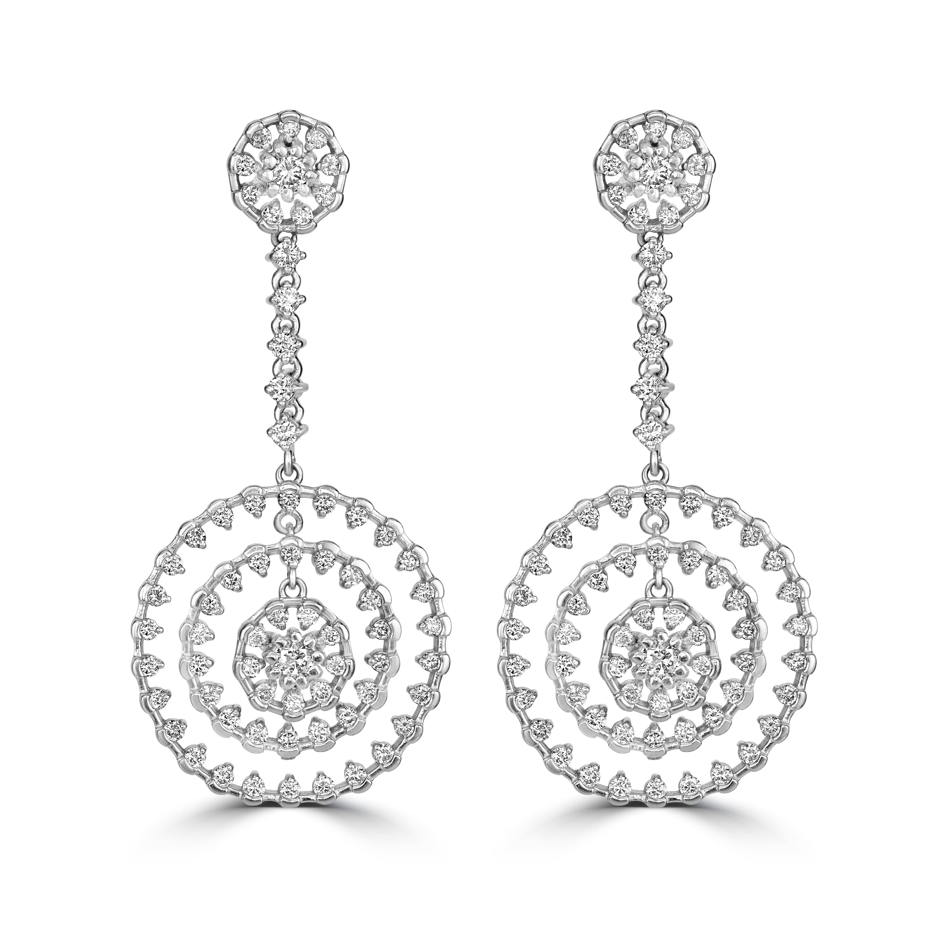 2.22 ct Diamond Earrings in 18K White Gold