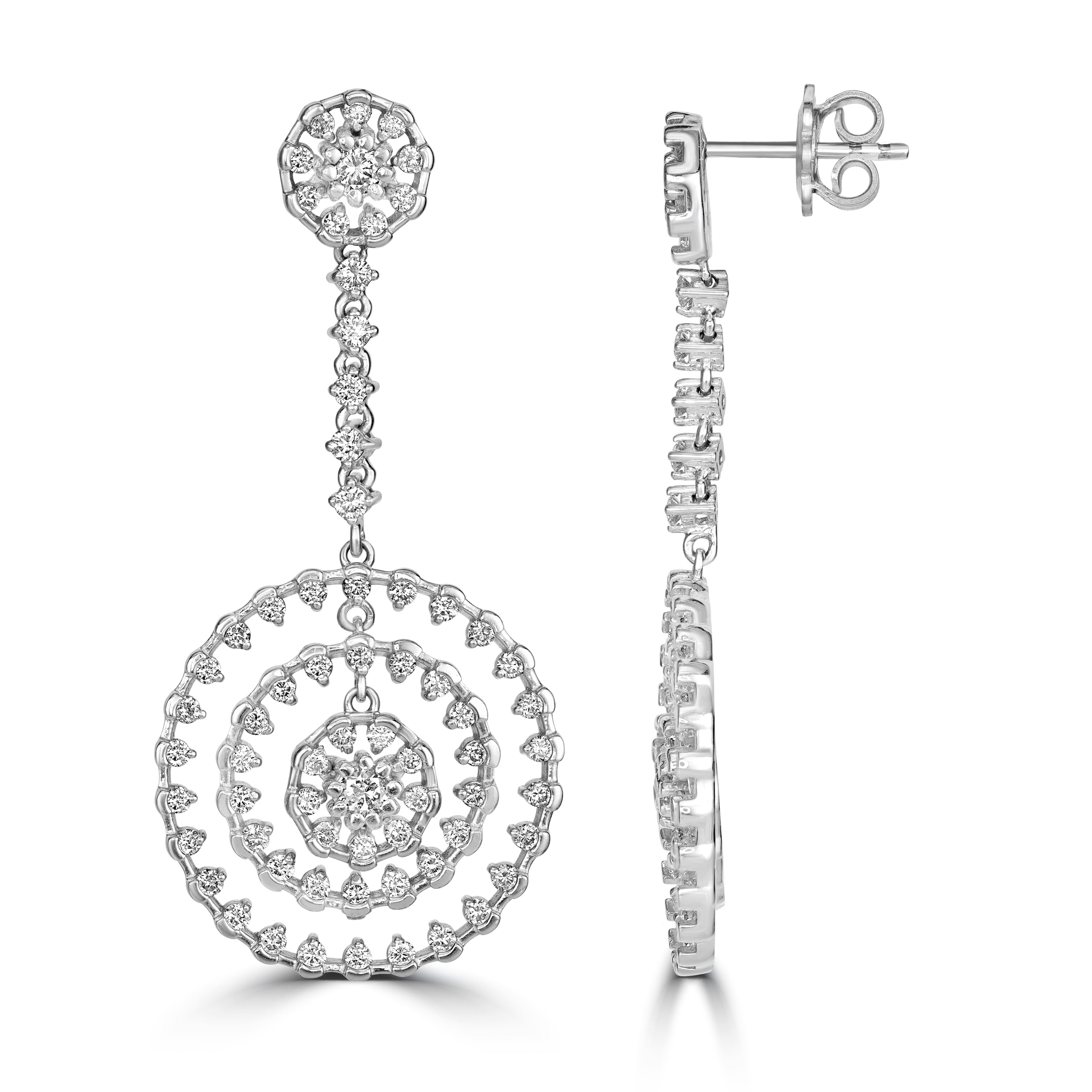 2.22 ct Diamond Earrings in 18K White Gold