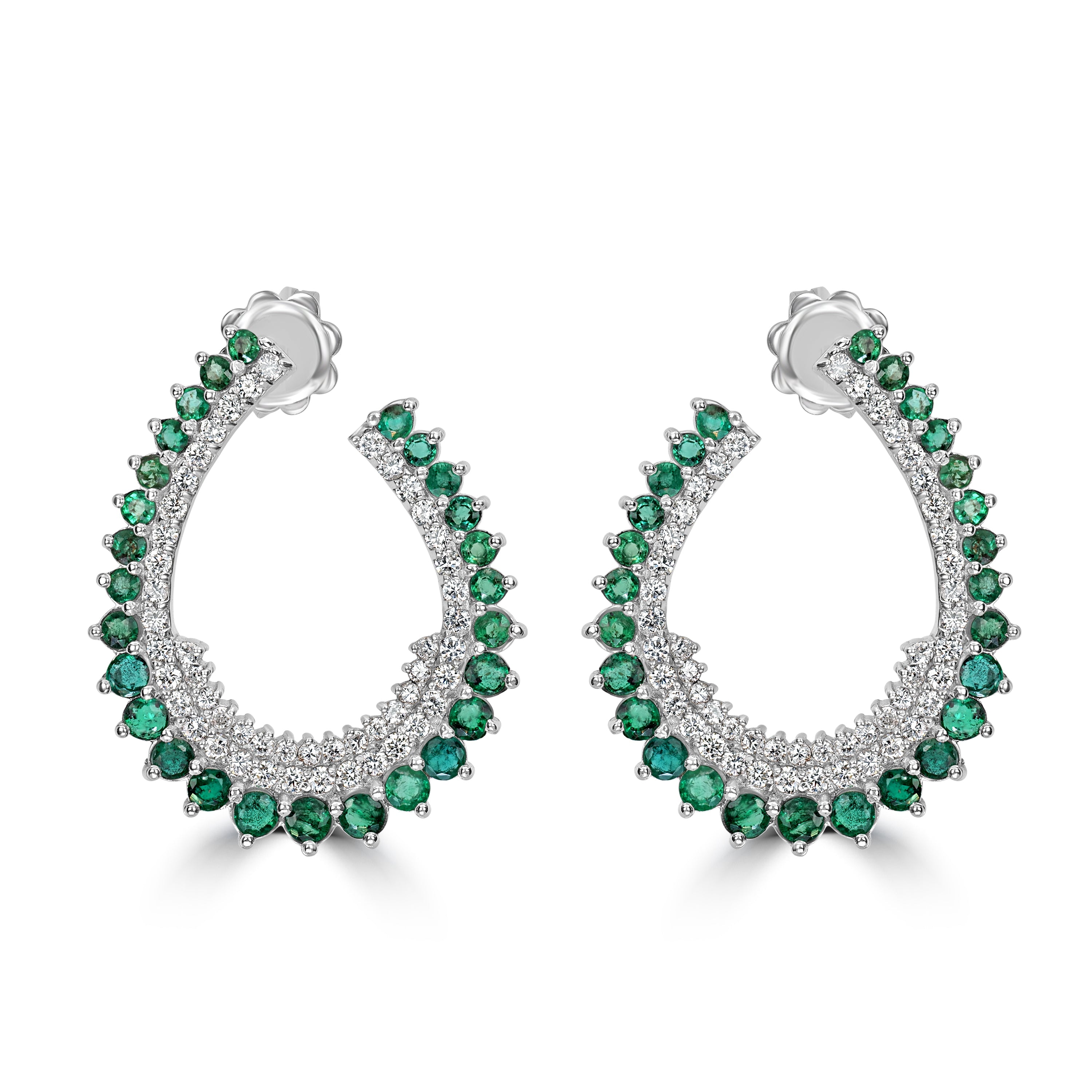 2.50 ct Emerald & Diamond Earring in 18K White Gold